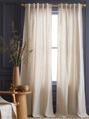 NWOT Quince Natural Cotton Slub Lined Curtain Panel 48x96 - Retail $55